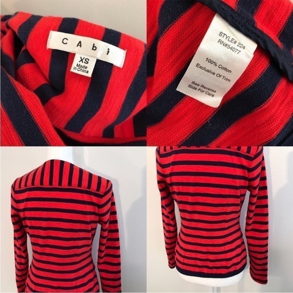 CAbi Au Revoir Yacht Club Red/Blue Striped Jacket Sz XS EUC - Picture 6 of 12